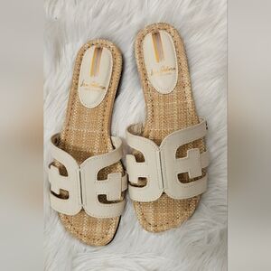 Sam Edelman Tan and Cream Slide Sandals